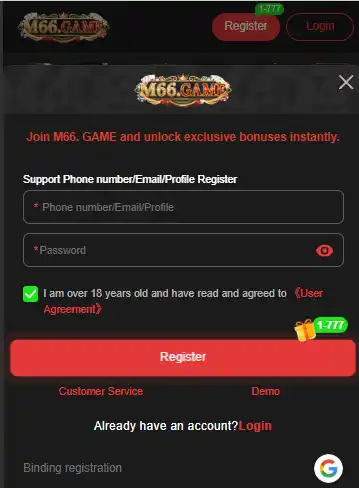 M66 Game register login