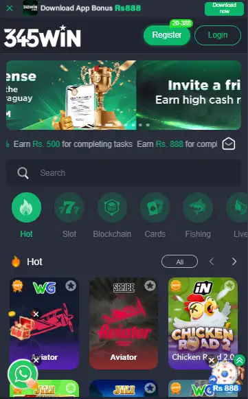 345win game interface image