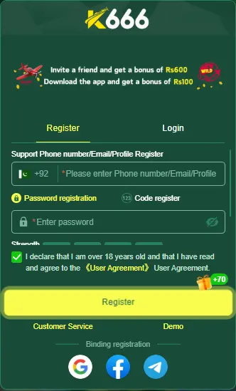 k666 game register sign up login