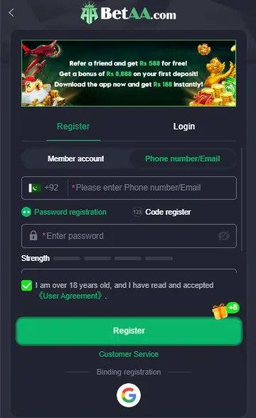 BetAA Game register