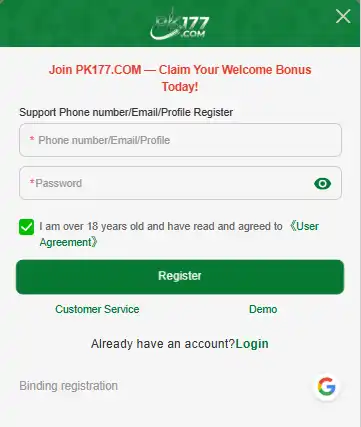 pk177 game login register