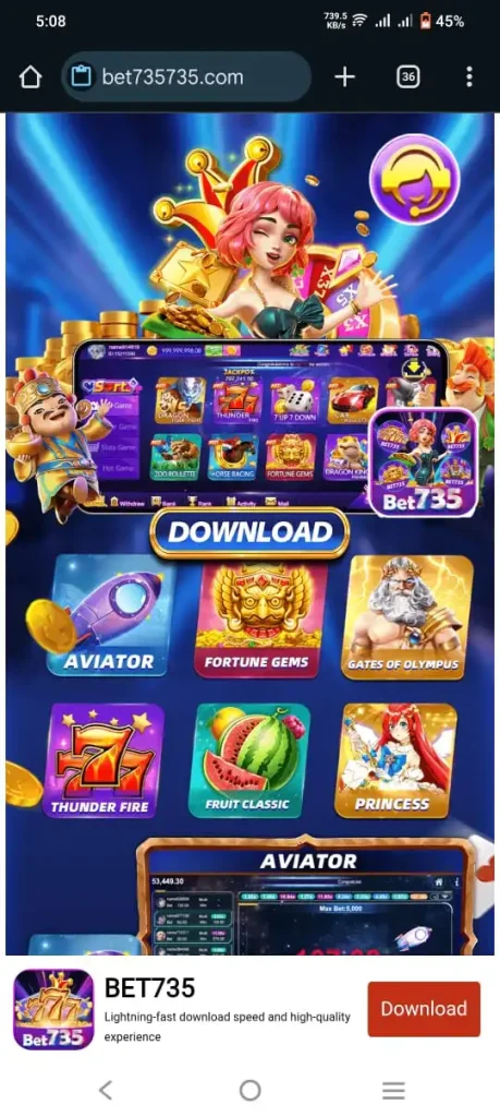 Bet735 Game interface